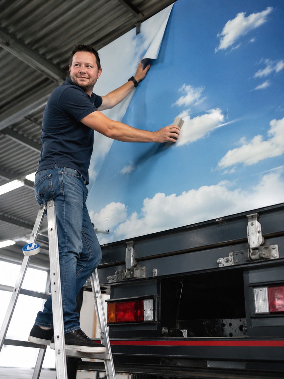 Marco Rutz beim Folieren eines Fahrzeugs